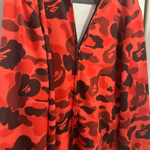 BAPE designer brand Camo Red Shark Full Zip Hoodie lightweight jacket Size XXL - Picture 11 of 15